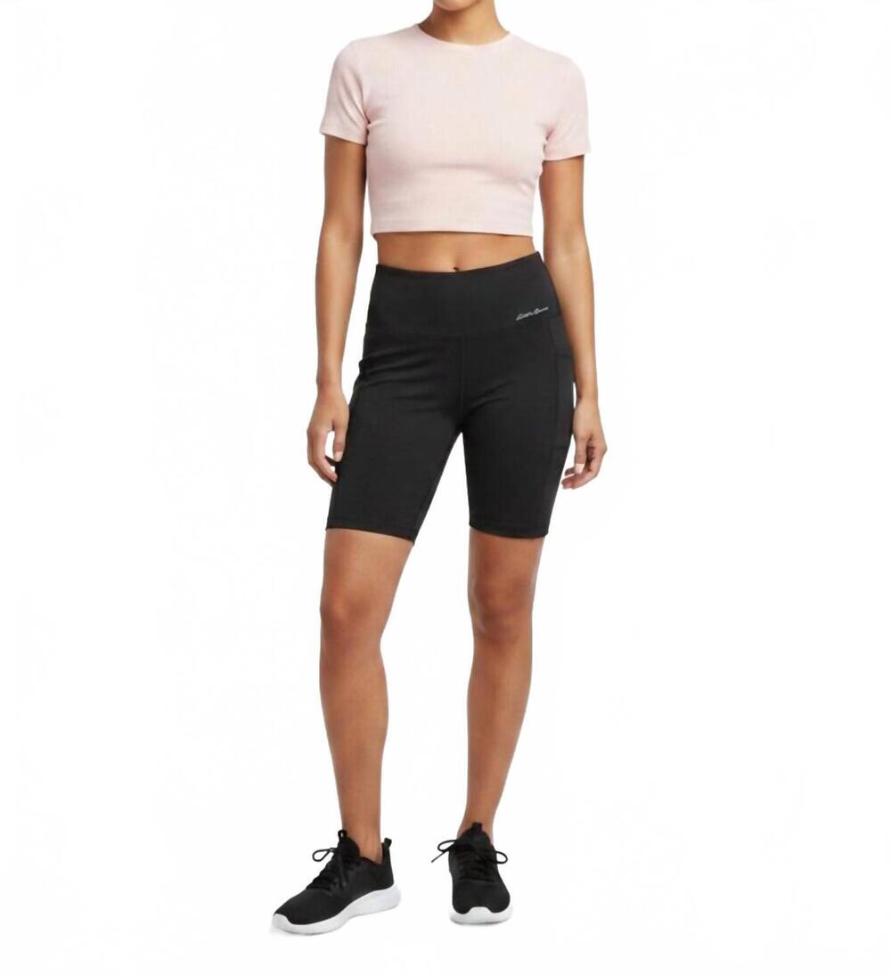 NEW EDDIE BAUER movement lux bicycle high waist shorts in black